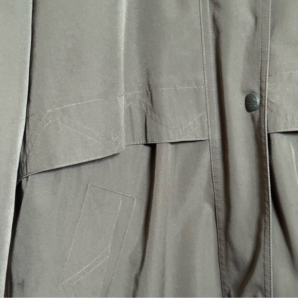 LL Bean Long Trench Coat Hooded Women’s Removable Wool Liner Army Green Lg - Picture 5 of 16